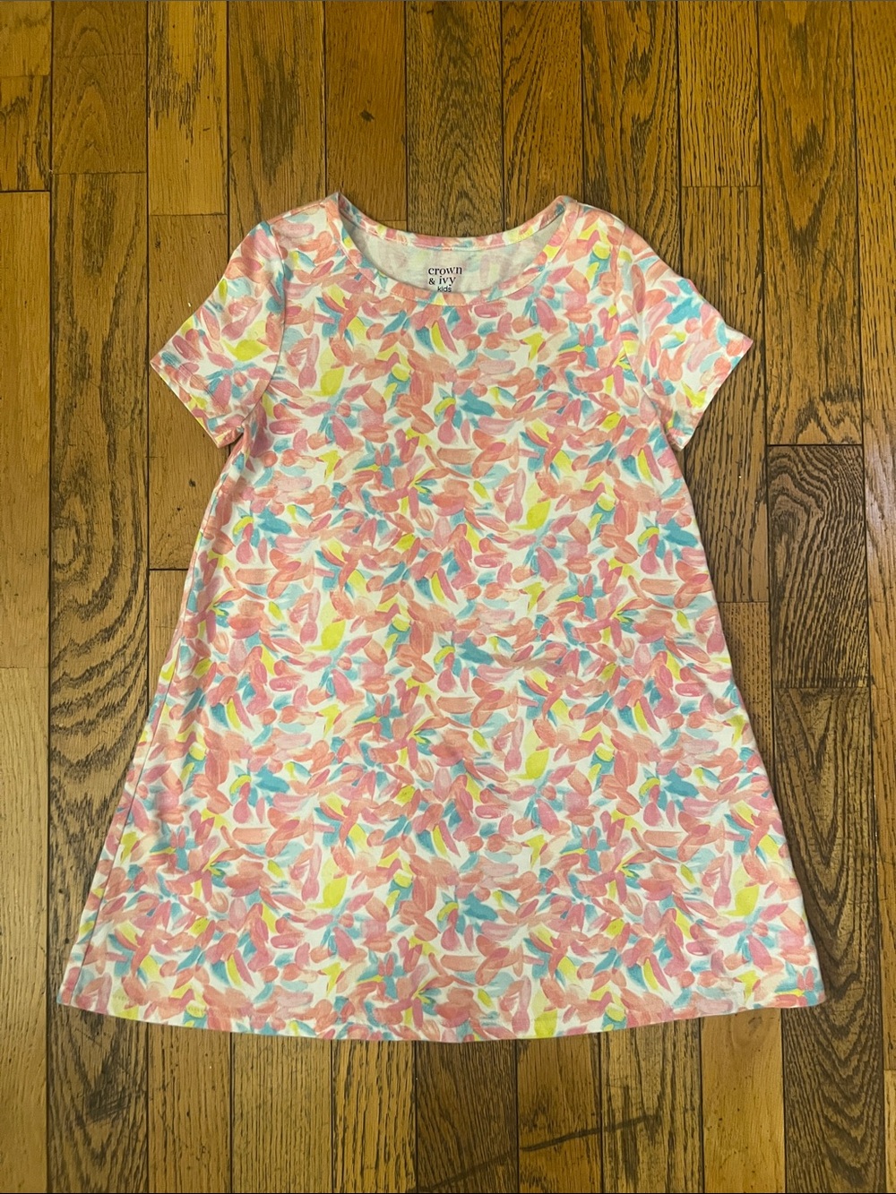 crown & ivy Pink, Yellow & Blue Pastel Petal Short-Sleeve A-Line Dress